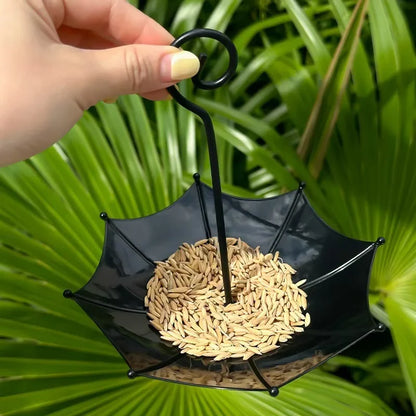 1pc Outdoor Hanging Bird Feeder Tray Umbrella-shaped Iron Feeder & Water Bowl for Garden Courtyard Backyard Hummingbird Feeder