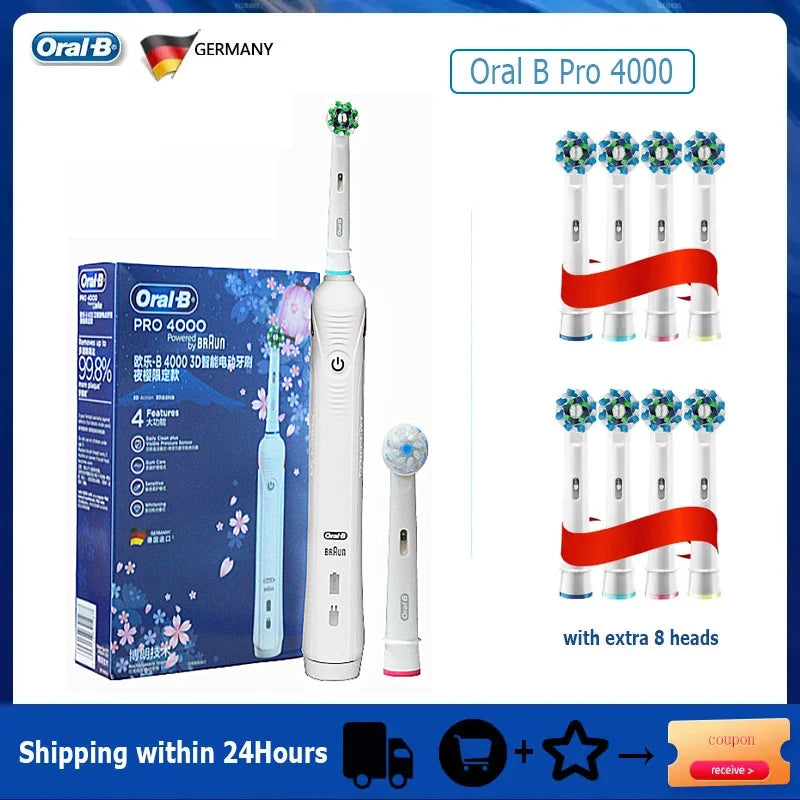 Oral B Electric Sonic Toothbrushes 3D Rotation Teeth Daily Whitening Gum Care Smart Pressure Sensor Rechargeable Waterproof