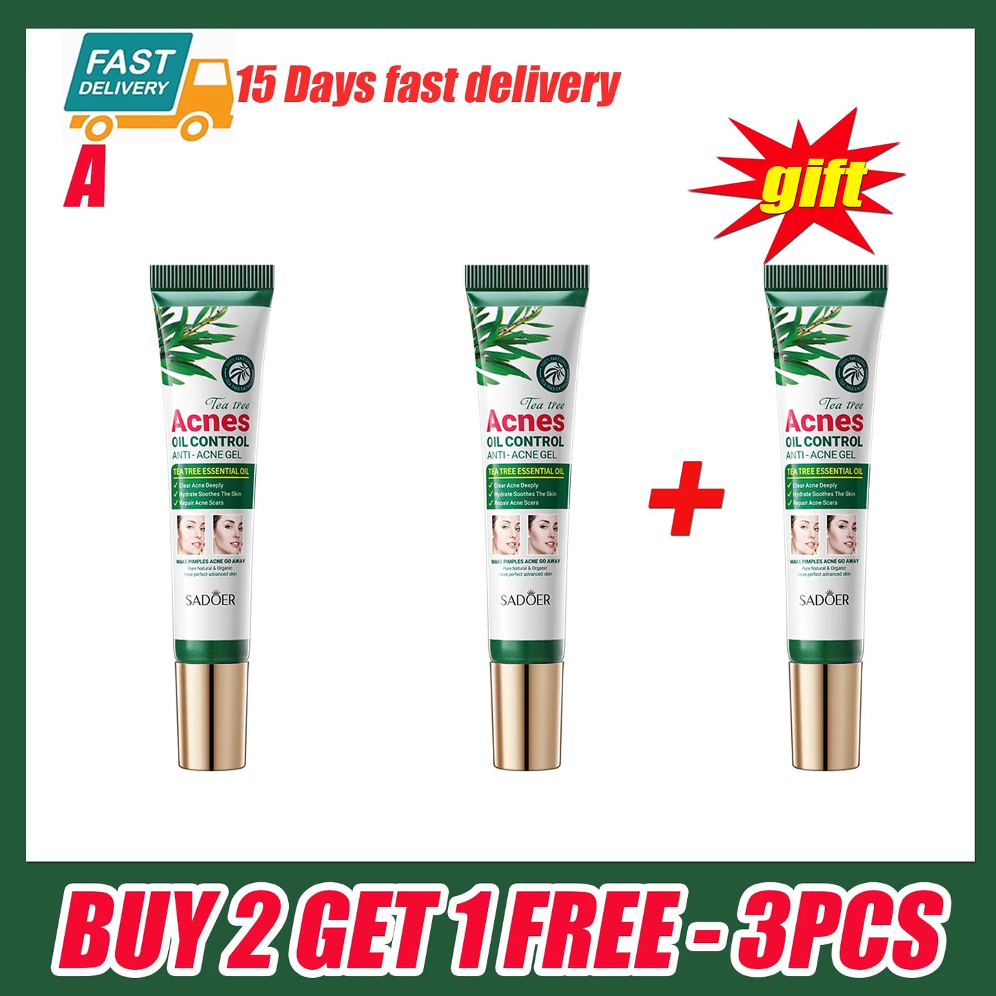 Tea Tree Acne Removing Cream Facial skincare Oil Control Face Gel Creams Hydrating Moisturizing Facial Cream Skin Care Set
