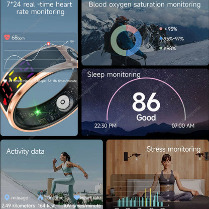 2025 New SR08 Smart Ring LED Display Screen Heart Rate Gesture Sweep Video Sleep Monitor 5ATM Waterproof Fitness Tracker Rings