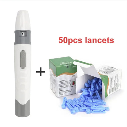 Lancet Pen Adjustable Depth Blood Sampling Glucose Test Pen for Diabetics Blood Collect 50pcs Lancing Device