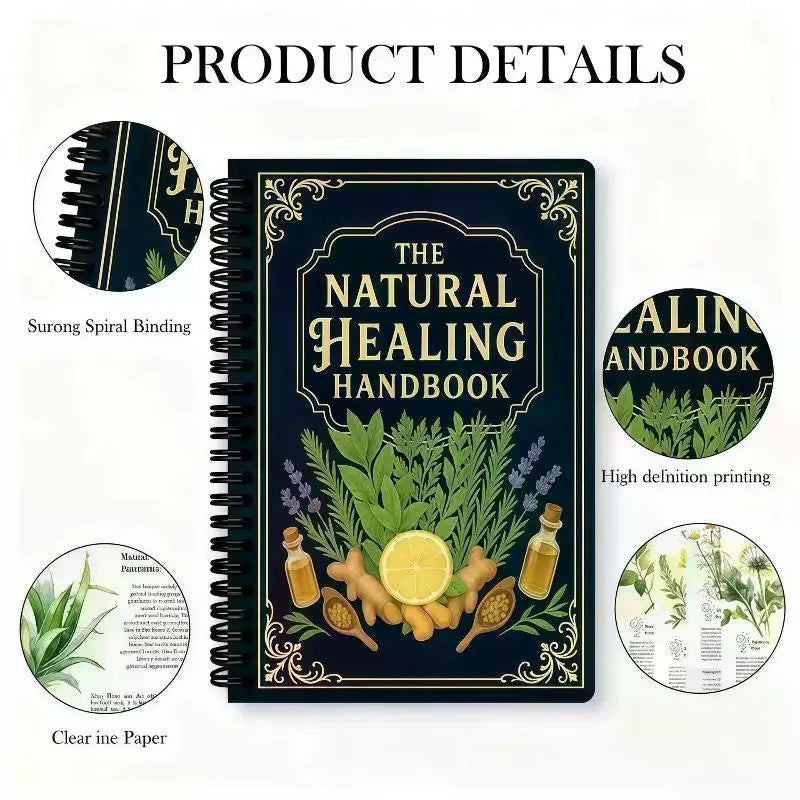 Natural Healing Handbook Spiral Bound Guide With Herbal Remedies And Recipes For Heart Health Blood Sugar Focus Boost