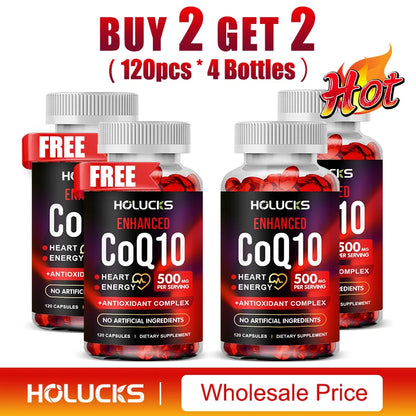 CoQ10 Supplement, for Cardiovascular & Heart Health, Anti-Aging, Energy Boost, Promote Vitality, Super Absorption, Non-GMO