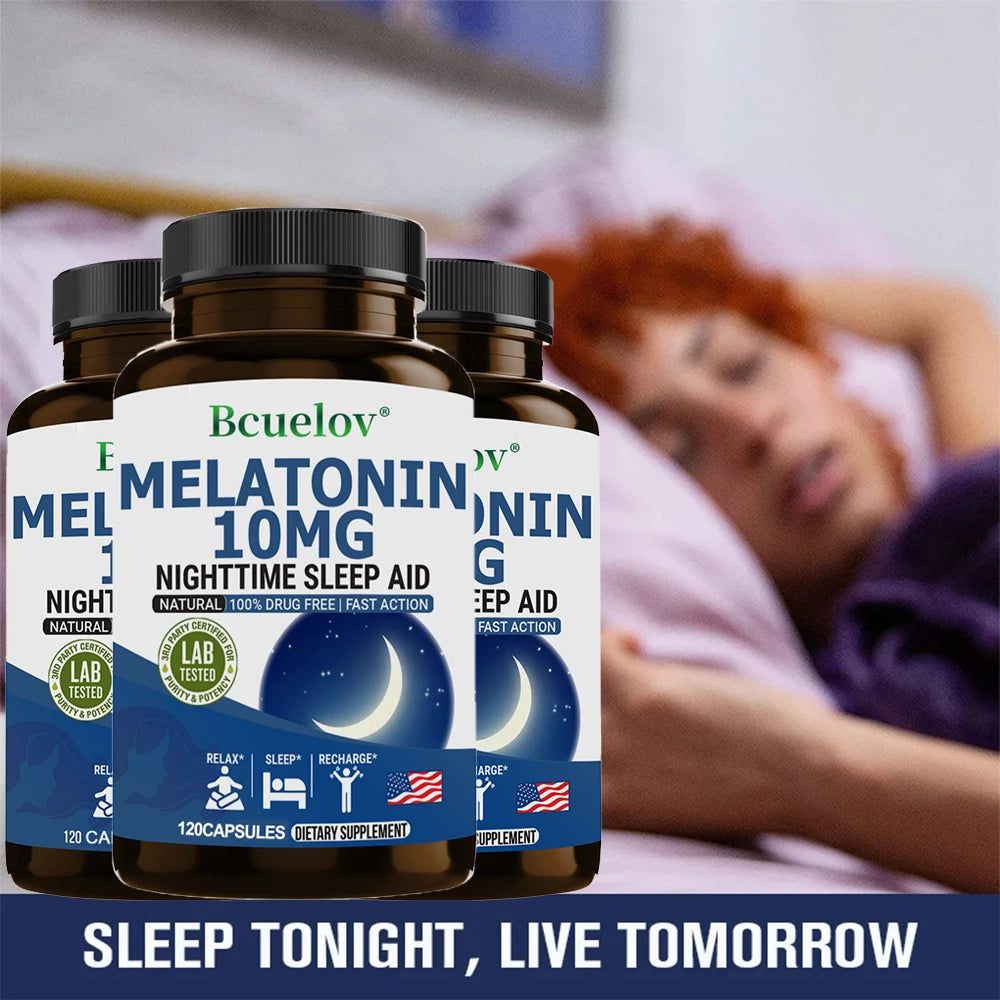Melatonin 10mg - Anxiety Stress Relief Help Deep Sleep Save Help Insomnia Aiding Fall Asleep, Supports Natural Sleep Cycles
