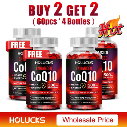 CoQ10 Supplement, for Cardiovascular & Heart Health, Anti-Aging, Energy Boost, Promote Vitality, Super Absorption, Non-GMO