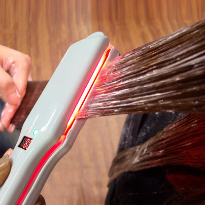 Ultrasonic Infrared Hair Care Iron Keratin Argan Oil Recovers Damaged Wide Plate Hair Straight LCD Display Treatment Cold Irons