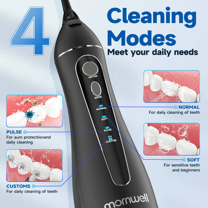 Portable F18 Water Flosser 4 Modes Water Floss USB Rechargeable 4 Nozzles Oral Water Jet 200ml Water Tank Waterproof