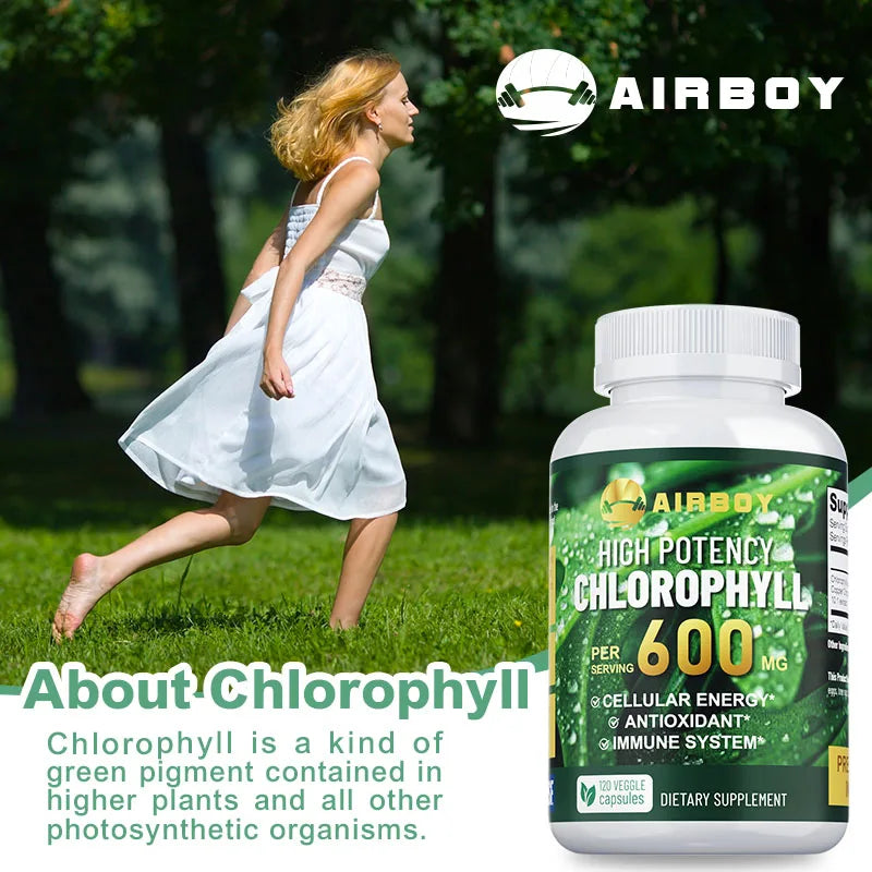 Chlorophyll Supplement 600mg - Supports The Immune System, Reduces Body Odor and Bad Breath, Boosts Energy, Antioxidant