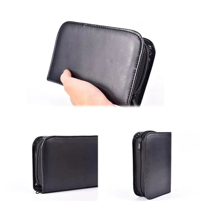 Blood Glucose Meter Storage Bag Black Pu Portable Protective For Fingertip Carry Case Fingertip Case Health Monitoring