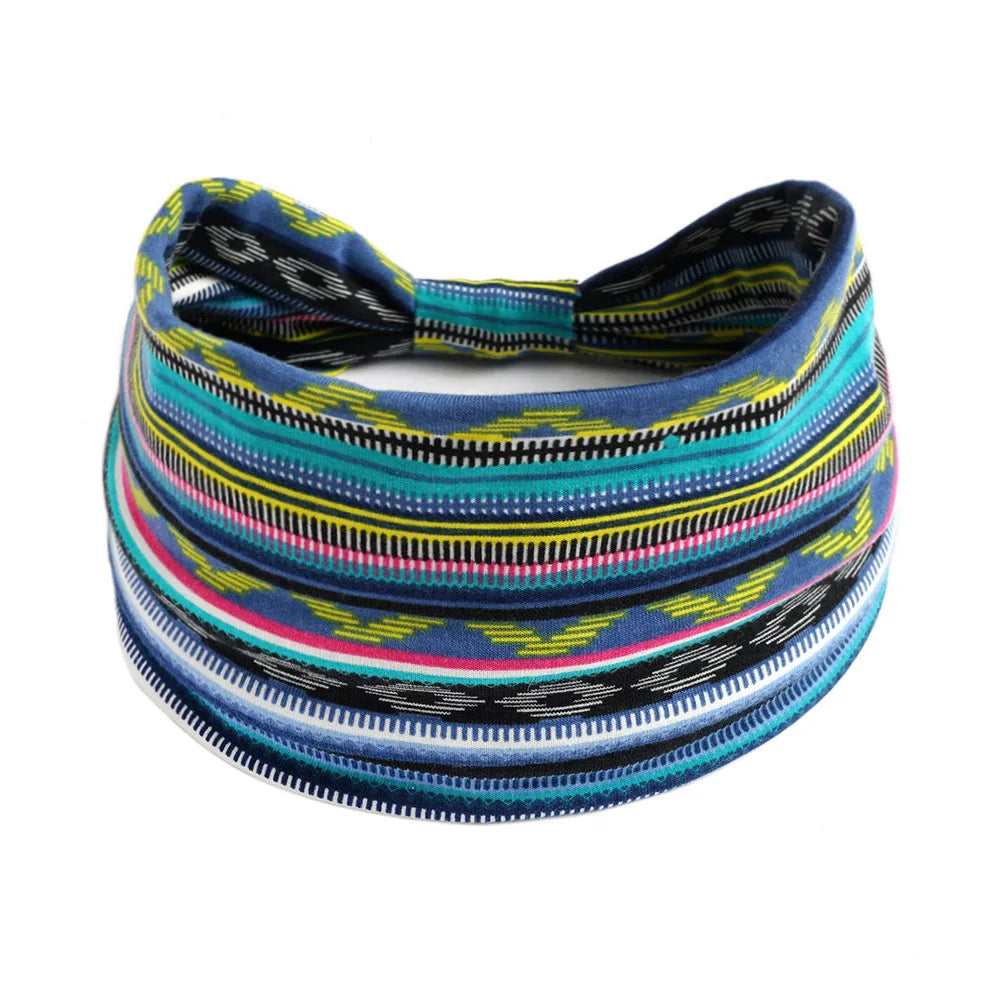 Boho Headbands Wide Knot Hair Scarf Floral Print Hairband Stretch Turban Headwrap Cotton Head Band Fashion Accessories for Women