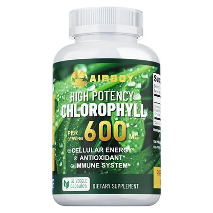 Chlorophyll Supplement 600mg - Supports The Immune System, Reduces Body Odor and Bad Breath, Boosts Energy, Antioxidant