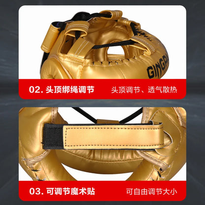 Boxing Headgear for Men Women Muay Thai MMA KickBoxing Safety Head Guard Sparring Closed Type Head gear with Full Face Coverage