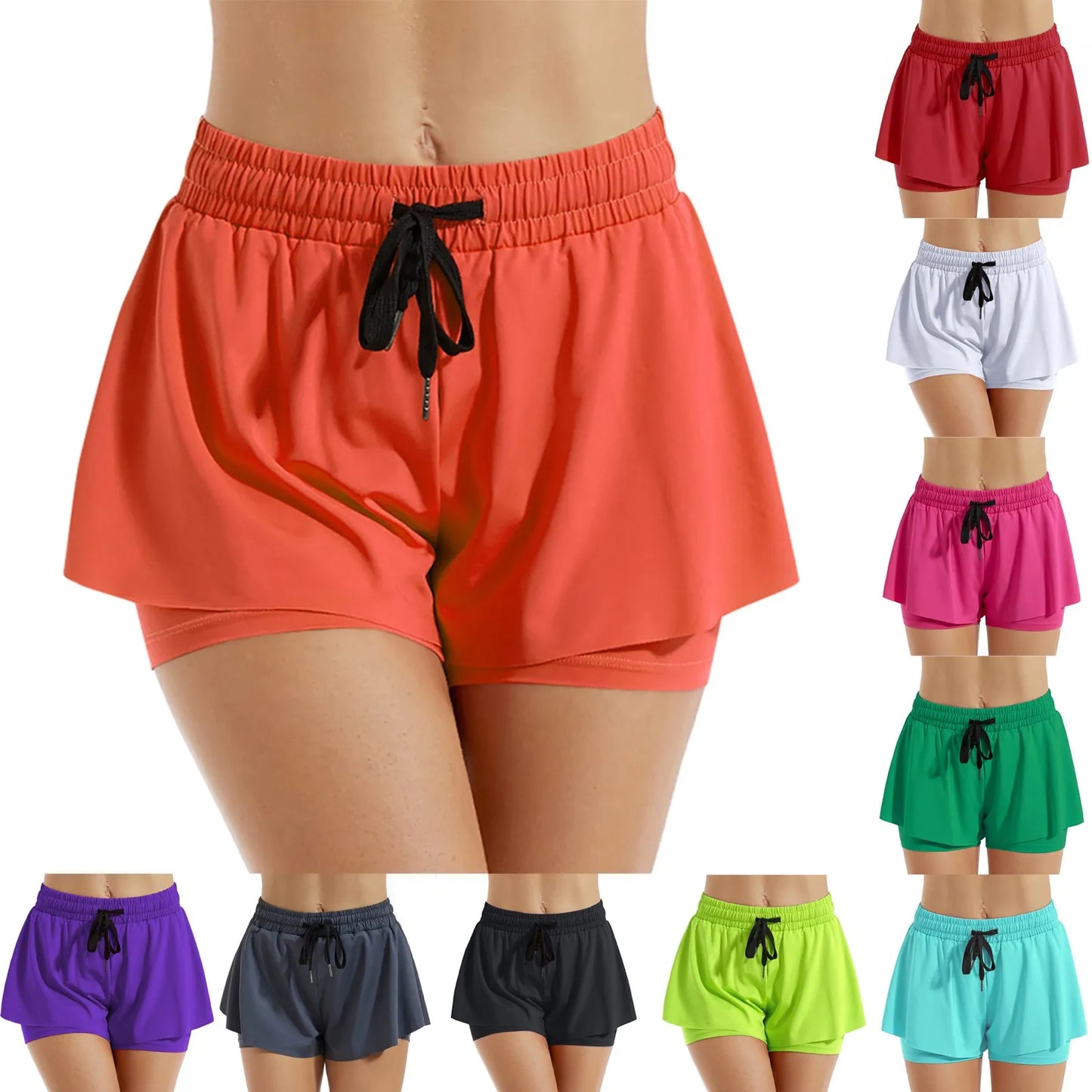 Women Sports Short Skirt 2 In 1 Yoga Shorts Side Fork Fitness Running Tennis Badminton Anti Exposure Skirt Gym Sportswear