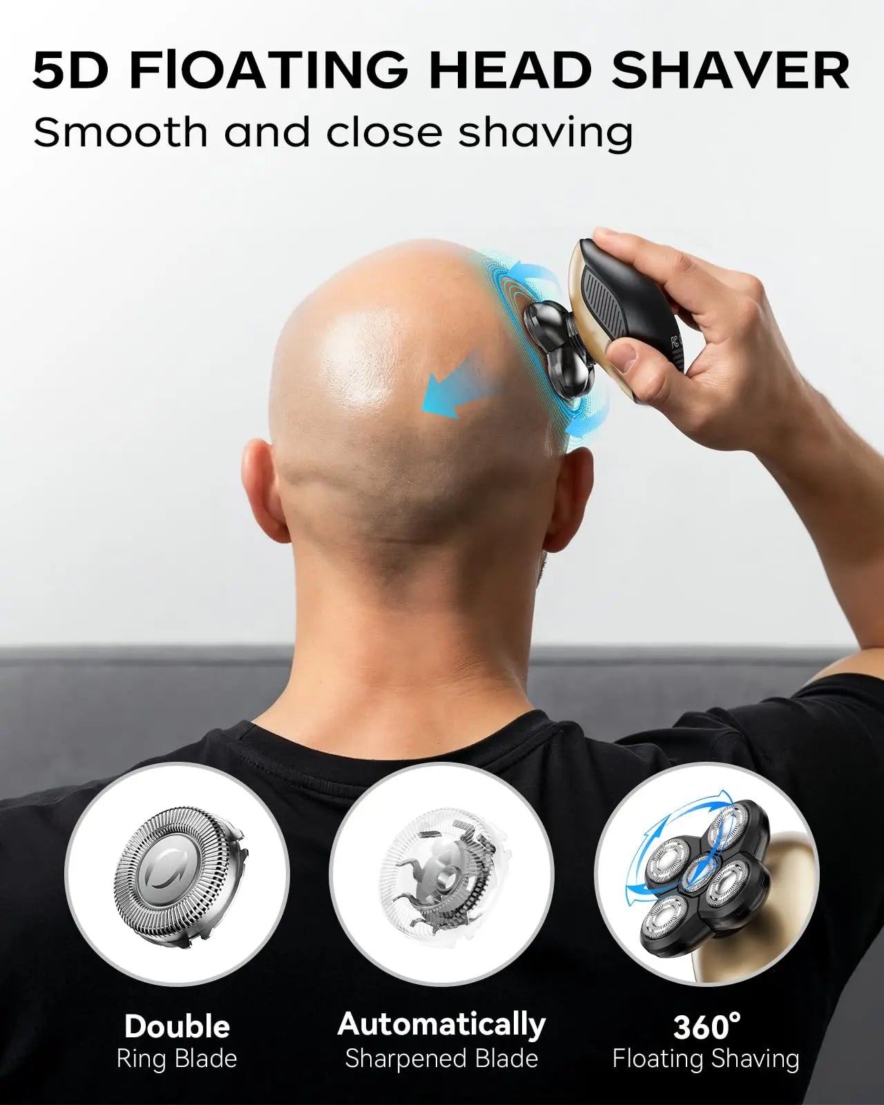 Electric Razor for Men, Head & Body Hair Shaver for Men, Cordless Rechargeable Wet/Dry Bald Head & Groin Waterproof Razor
