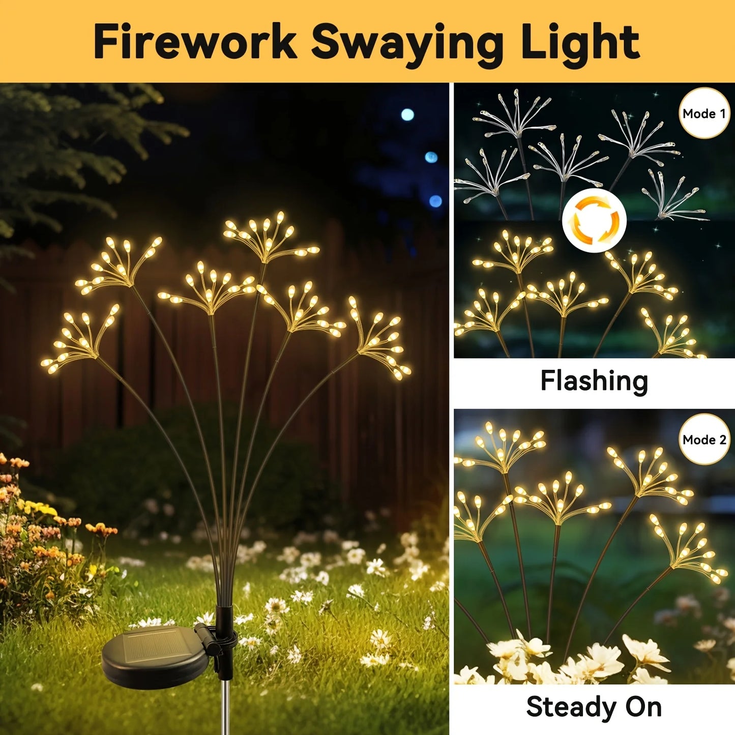 Solar Garden Lights Waterproof Solar Swaying Fairy Light Outdoor Waterproof Lamp for Yard Patio Walkway Wedding Christmas Decor