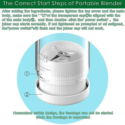 Portable Electric Smoothie Blender and Mini Travel Fruit Juicer Mixer USB Power Source for Busy On-the-Go Lifestyle