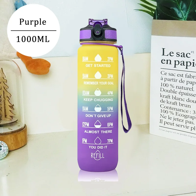 1 Liter Water Bottle Motivational Sport Water Bottle Leakproof Drinking Bottles Outdoor Travel Gym Fitness Jugs For Kitchen