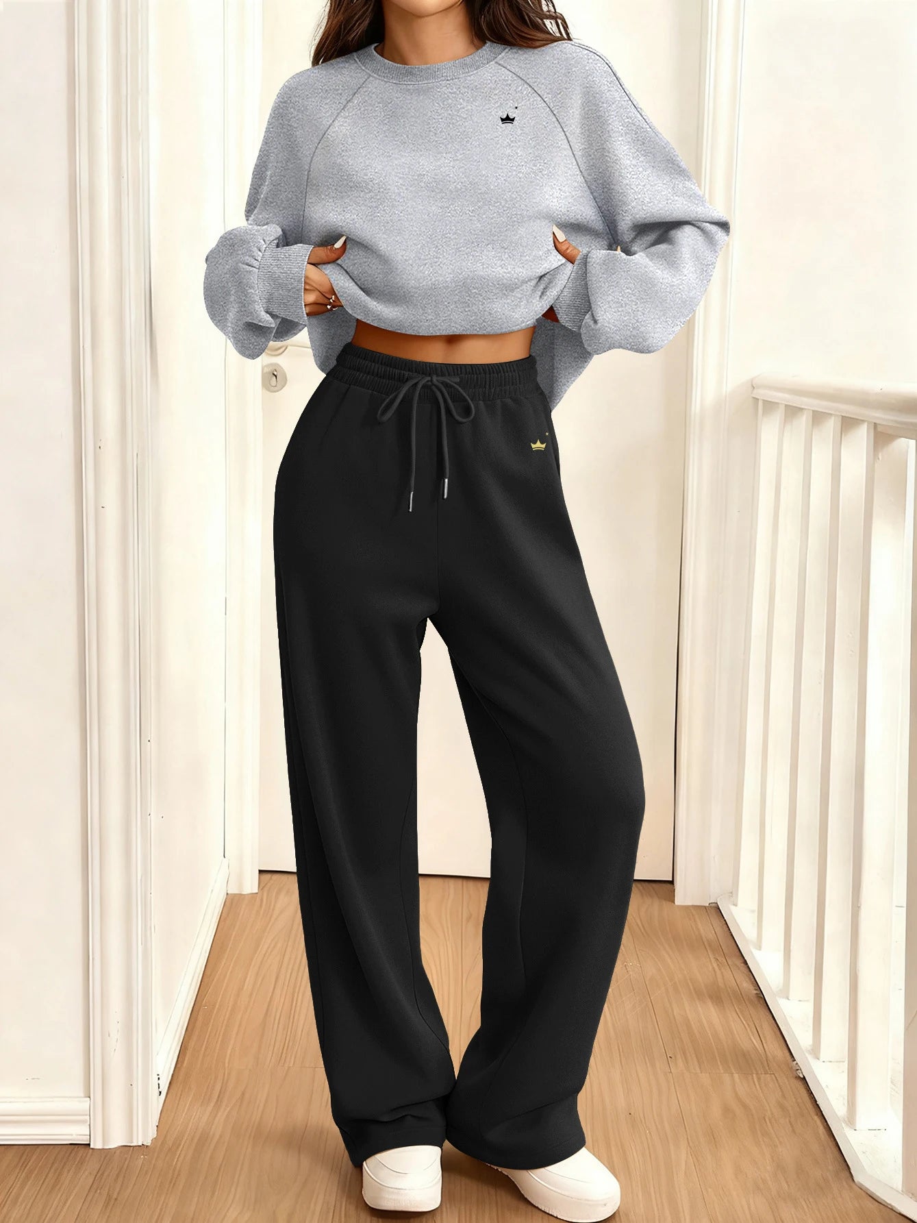 2026 Autumn and Winter Fashion Loose Set round Neck Sportswear Women's Two-Piece Outfit Comfortable fitness jogging fashion suit