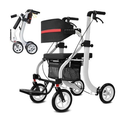 Outdoor Aluminum Alloy Elderly Driving Aid Fracture Stacked Walker For Disabled Multi-functional Four-wheel Shopping Cart
