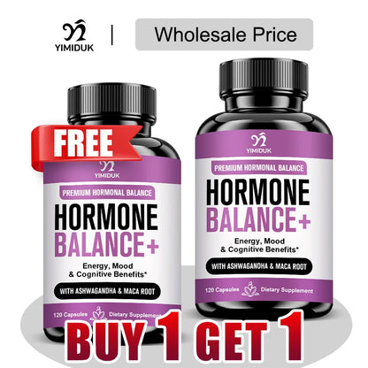 Buy 1 Get 1 Free! Hormone Balance Supplement, for Balances Estrogen, Stress Relief, Boosts Energy & Mood, Metabolism, Vegan