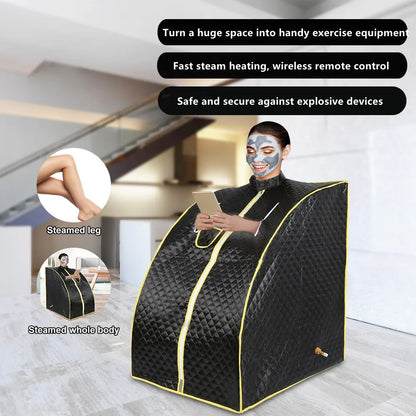 Portable Sauna Household Steam Room Beneficial Skin 3.0L Steamer Slimming Bath SPA Health Simple Joint Steel Frame