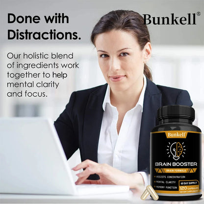 Brain Health Supplement - with Ginkgo Biloba, Vitamin B12, Help Improve Cognitive Function and Memory, Protect Nerve Cells
