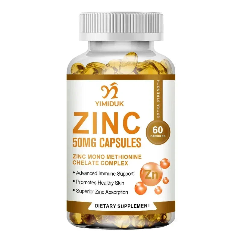 Zinc 50mg, High Potency Supplement - Immune Support System from Natural Zinc (Oxide/Citrate) 120 Capsules