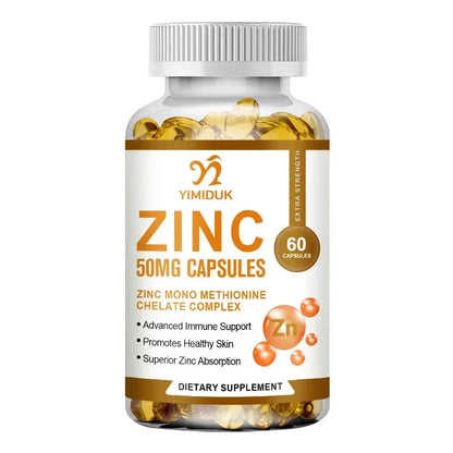 Zinc 50mg, High Potency Supplement - Immune Support System from Natural Zinc (Oxide/Citrate) 120 Capsules
