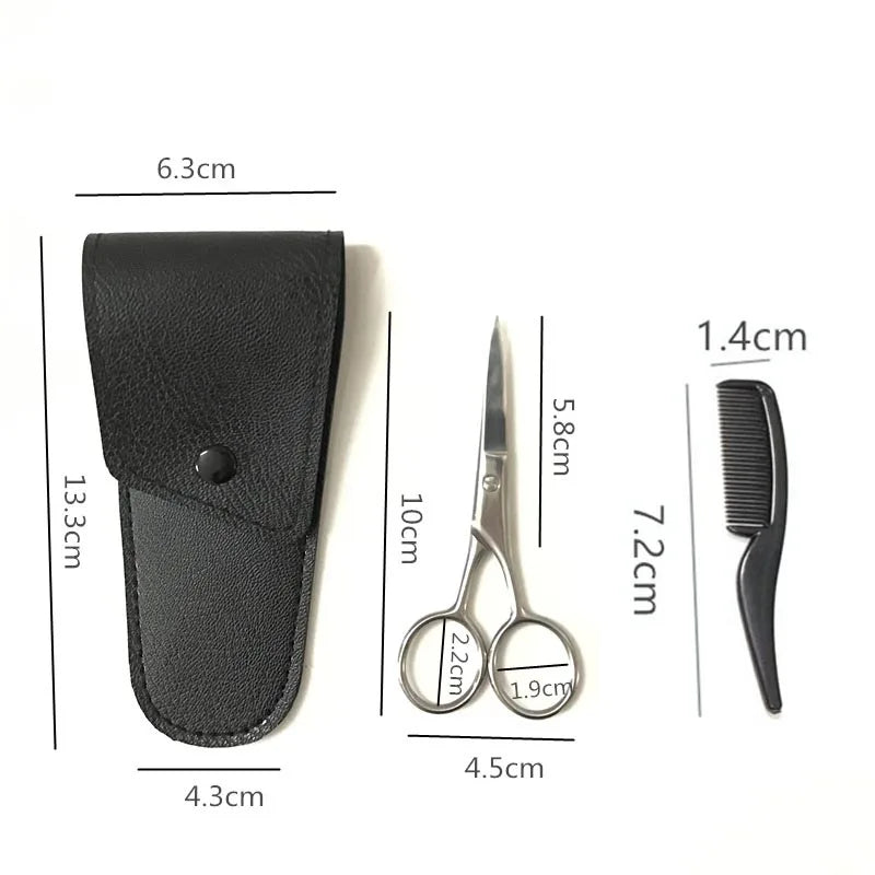 Mens Beard Grooming and Trimming Kit Beard Eyebrow Nose Hair Scissors Comb Facial Trimming  Facial Beard Cleaning Tool