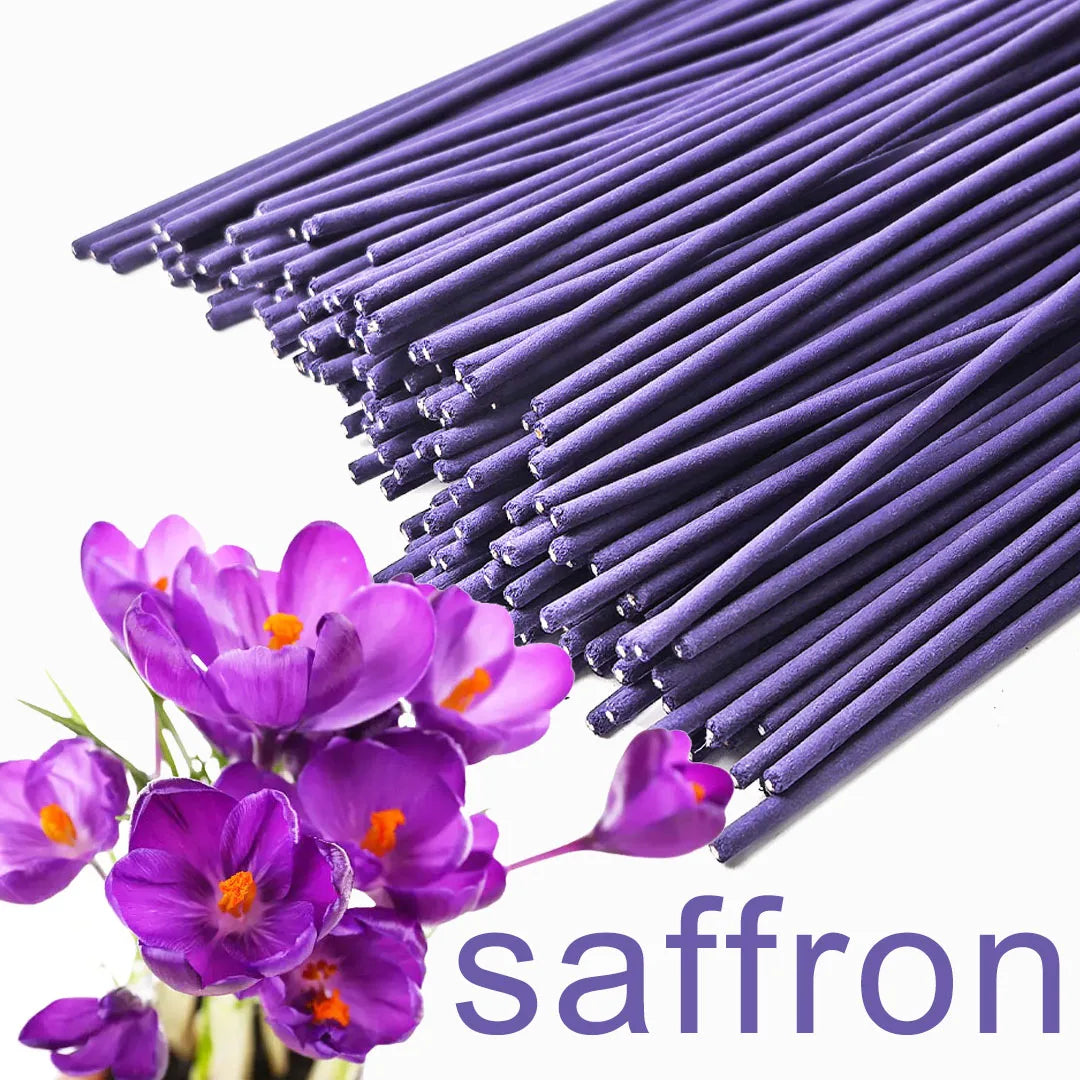 Wholesale 8.66-Inch Saffron Incense Sticks, Made of Natural Incense Powder, Purple Saffron Scent, Essential for Home Air Purification, Premium Selected Saffron Bamboo Stick Incense