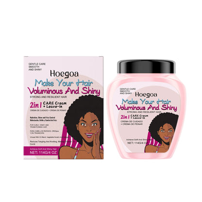 Leave-In Conditioner Cream with Plant Keratin & Argan Oil - Repairing & Frizz Control for Dry Damaged Curly Hair Shine Enhancer