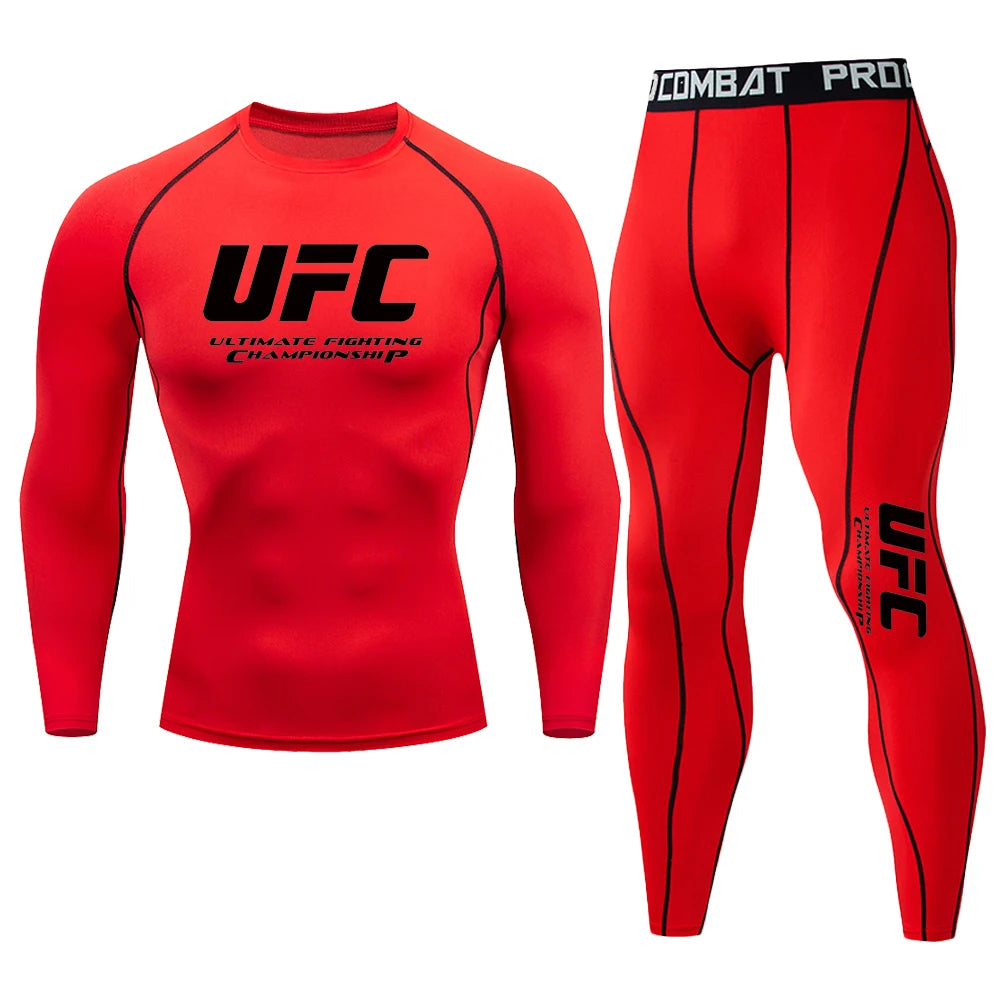 Summer Outdoor Sportswear, Sun Protection Clothing, Quick Drying Tight Fitting T-shirt Pants, Fitness Suit, UFC Printed Suit