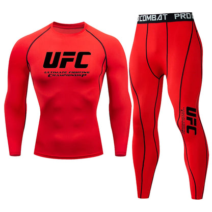 Summer Outdoor Sportswear, Sun Protection Clothing, Quick Drying Tight Fitting T-shirt Pants, Fitness Suit, UFC Printed Suit