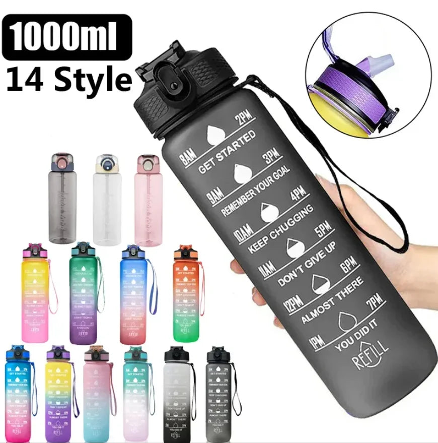 1 Liter Water Bottle Motivational Sport Water Bottle Leakproof Drinking Bottles Outdoor Travel Gym Fitness Jugs For Kitchen