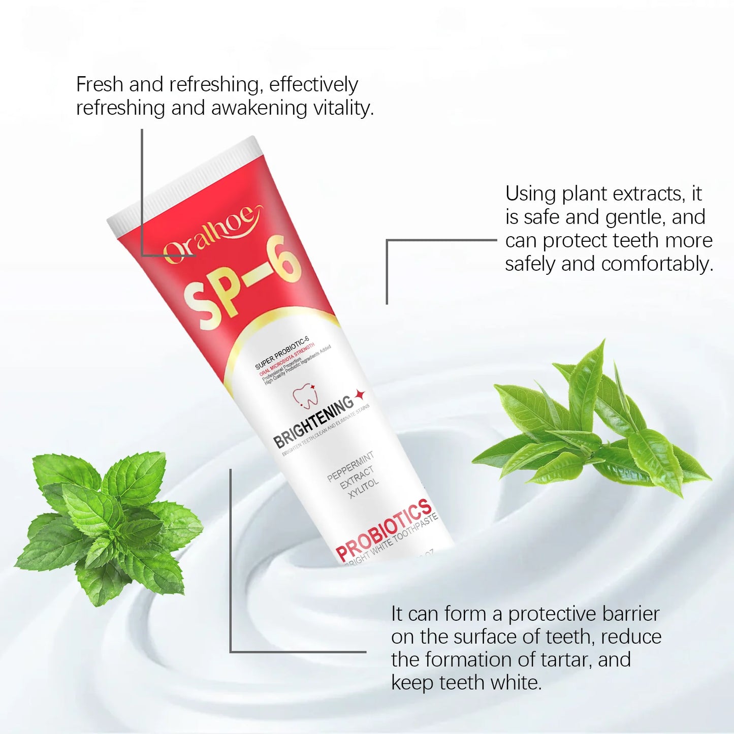 OralHoe Probiotic Whitening Toothpaste For Gentle Gum Care Teeth Stain Removal Fresh Sensitive Teeth Relief Daily Oral