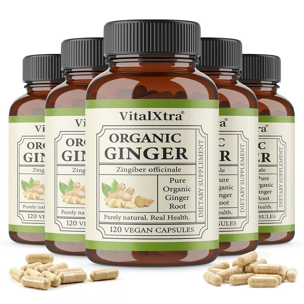 Organic Ginger Root Capsules 950 Mg-Natural Ginger Supplement That Boosts Immunity and Digestion, and Promotes Blood Circulation