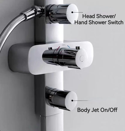 Brass Thermostatic Shower Mixer With 3 Body Jet Sprays And Air Mix Rain Shower Ceramic Valve Core