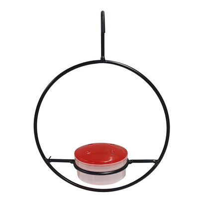 Circular Hanging Hummingbird Feeder Attract Birds Bird Feeder with Red Plastic Bowl for Outside Garden Backyard Patio Deck