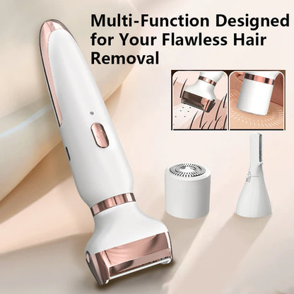 Electric Razor for Women 3 in 1 Lady Shaver Body Hair Trimmer for Armpit Bikini Arm Leg Face Mustache Portable Painless Epilator