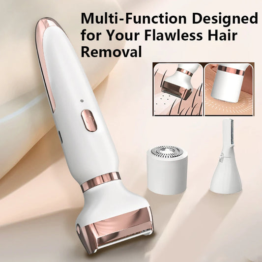 Electric Razor for Women 3 in 1 Lady Shaver Body Hair Trimmer for Armpit Bikini Arm Leg Face Mustache Portable Painless Epilator