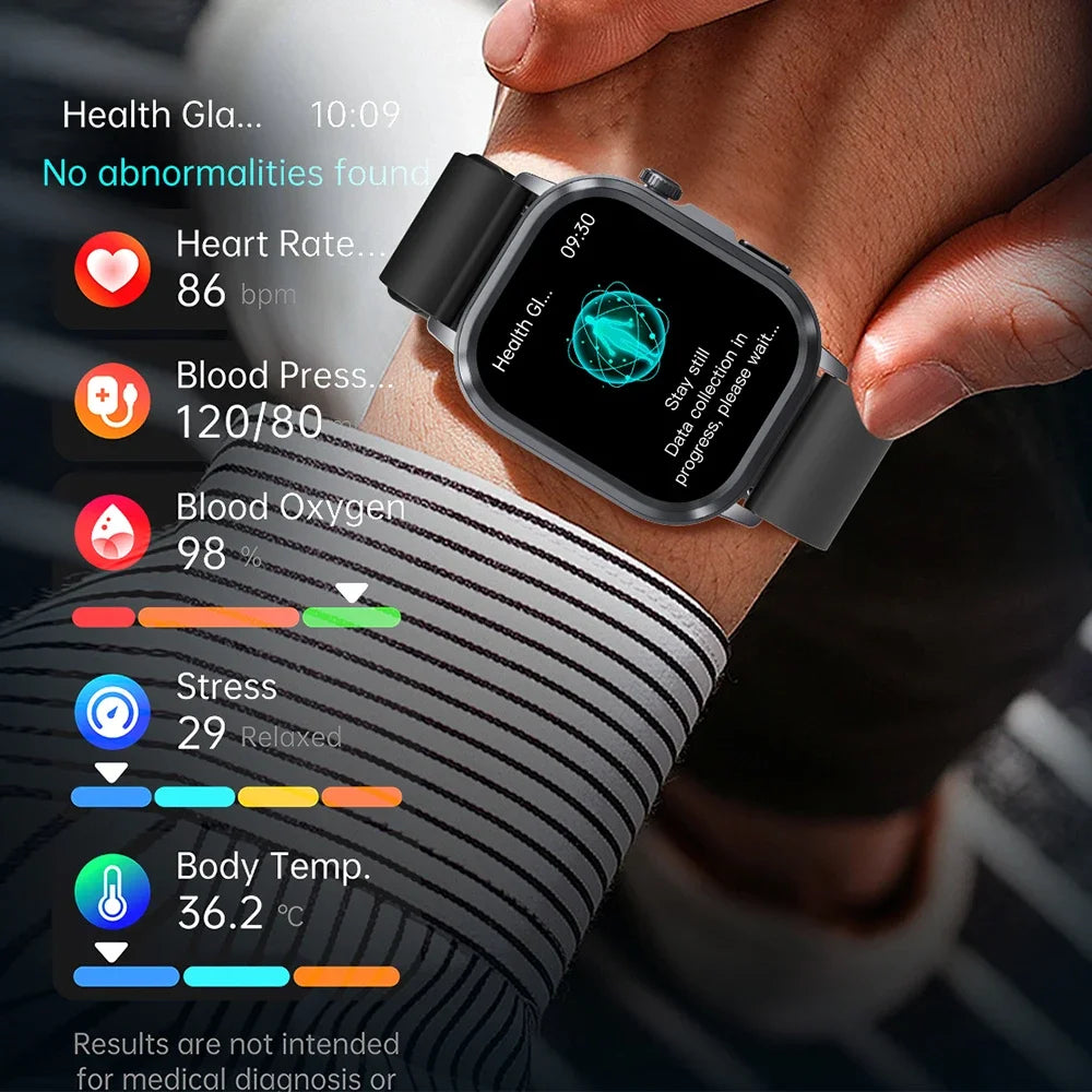New Accurate Blood Pressure Smart Watch Uric Acid ECG+PPG Blood Oxygen Body Analysis Body Fat LED Flashlight smart watches 2025