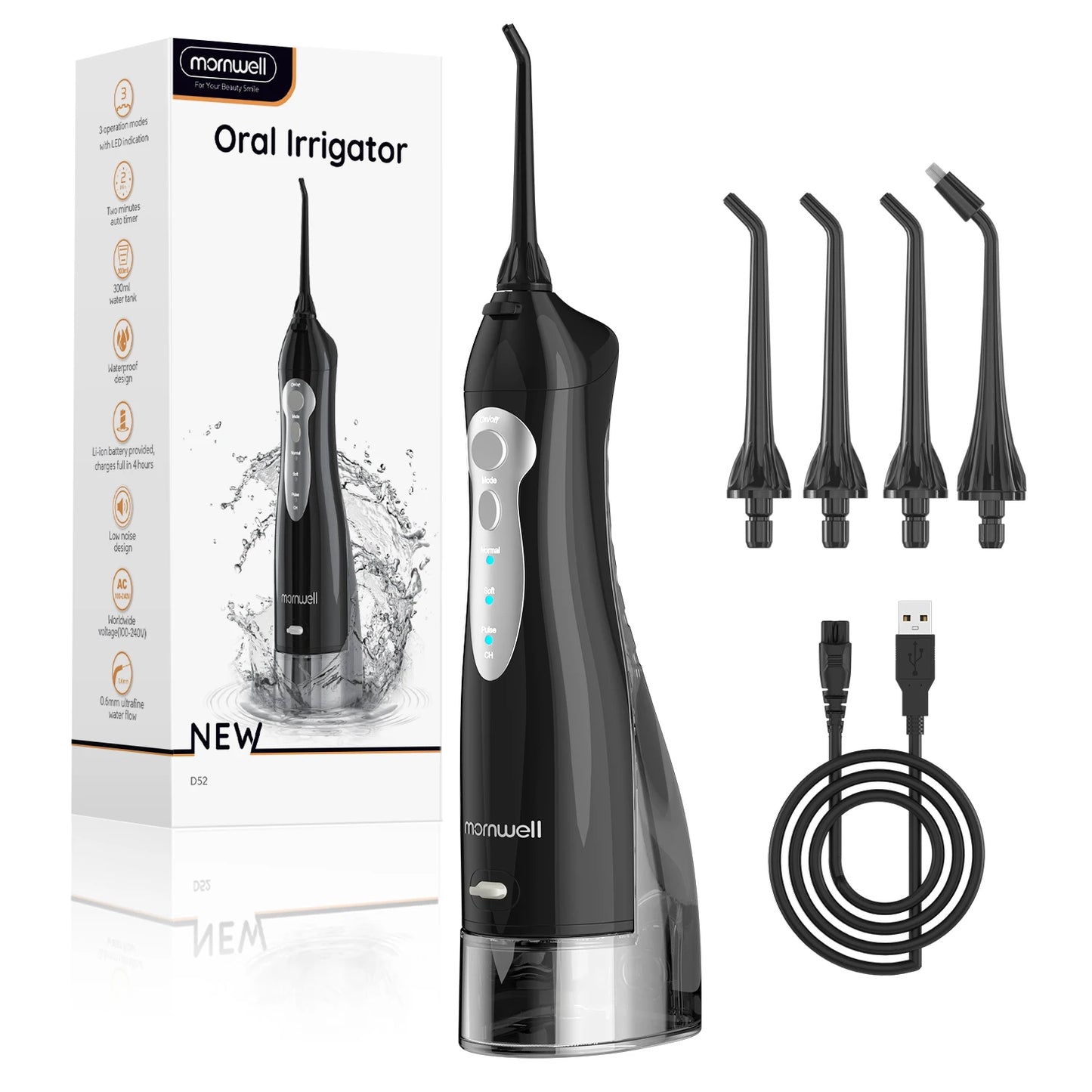 New Water Floss F29 Portable Water Flosser USB Rechargeable Oral Water Jet Pick Flosser 4 Jet Tip Teeth Cleaner