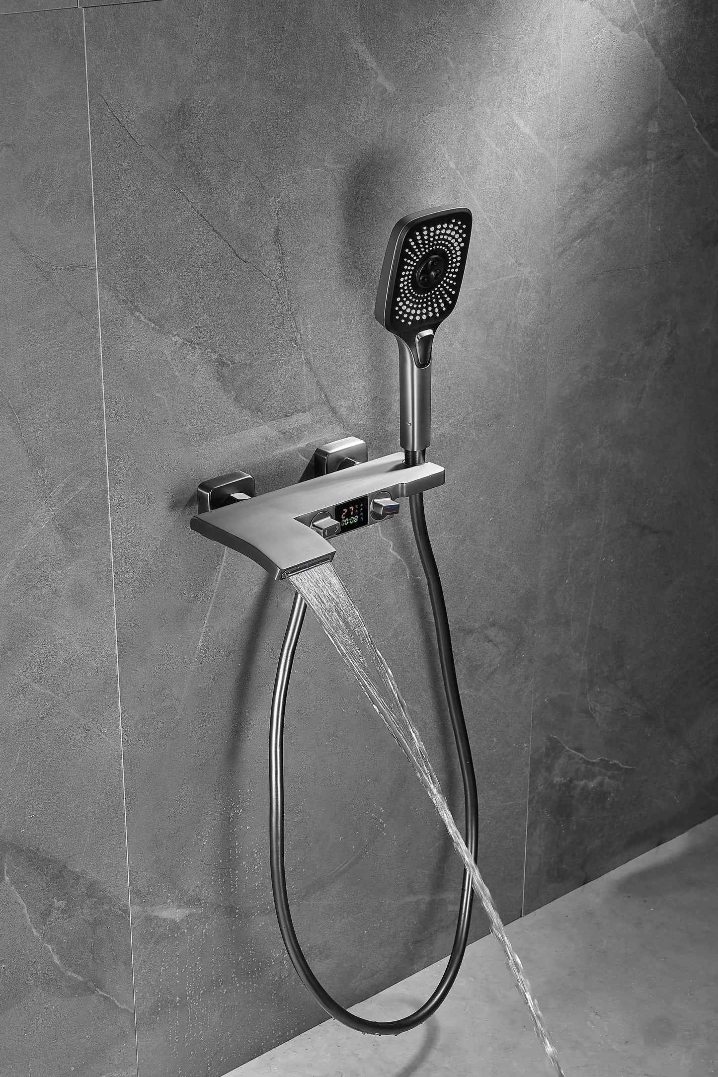Becola bathroom shower set with intelligent digital display waterfall water outlet and handheld three types of water outlet