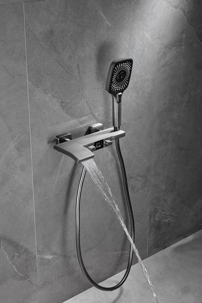 Becola bathroom shower set with intelligent digital display waterfall water outlet and handheld three types of water outlet