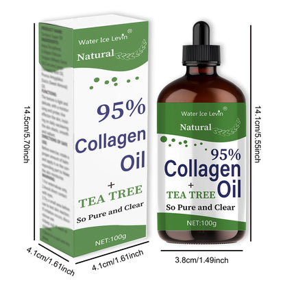 Tea Tree Collagen Oil 95% Pure Collagen Infusion. Smoothes and Nourishes the Skin. Lightweight, Non-Greasy Feel. 100g Clear Formula.