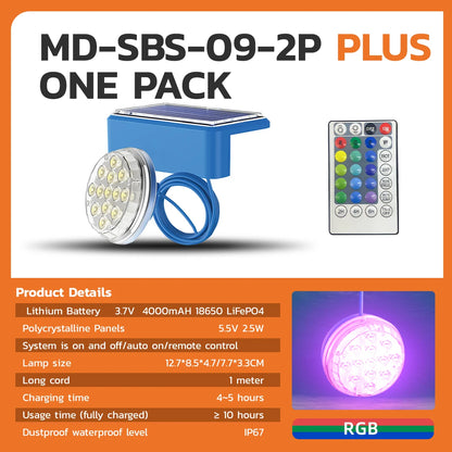 Solar pool light IP67 waterproof pool light 16 color underwater pool light, suitable for ground swimming pools and ponds