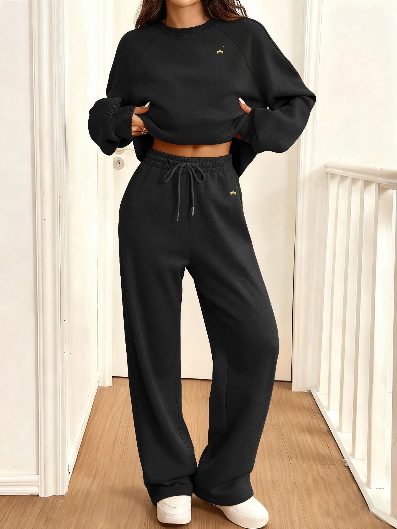 2026 Autumn and Winter Fashion Loose Set round Neck Sportswear Women's Two-Piece Outfit Comfortable fitness jogging fashion suit