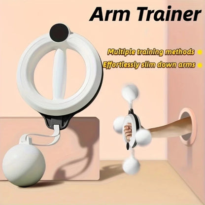 White 360 ° Rotary Handheld Fitness Machine - Portable Arm and Full Body Workout for Home Gym, Yoga, Pilates, Reduce Fat Burning