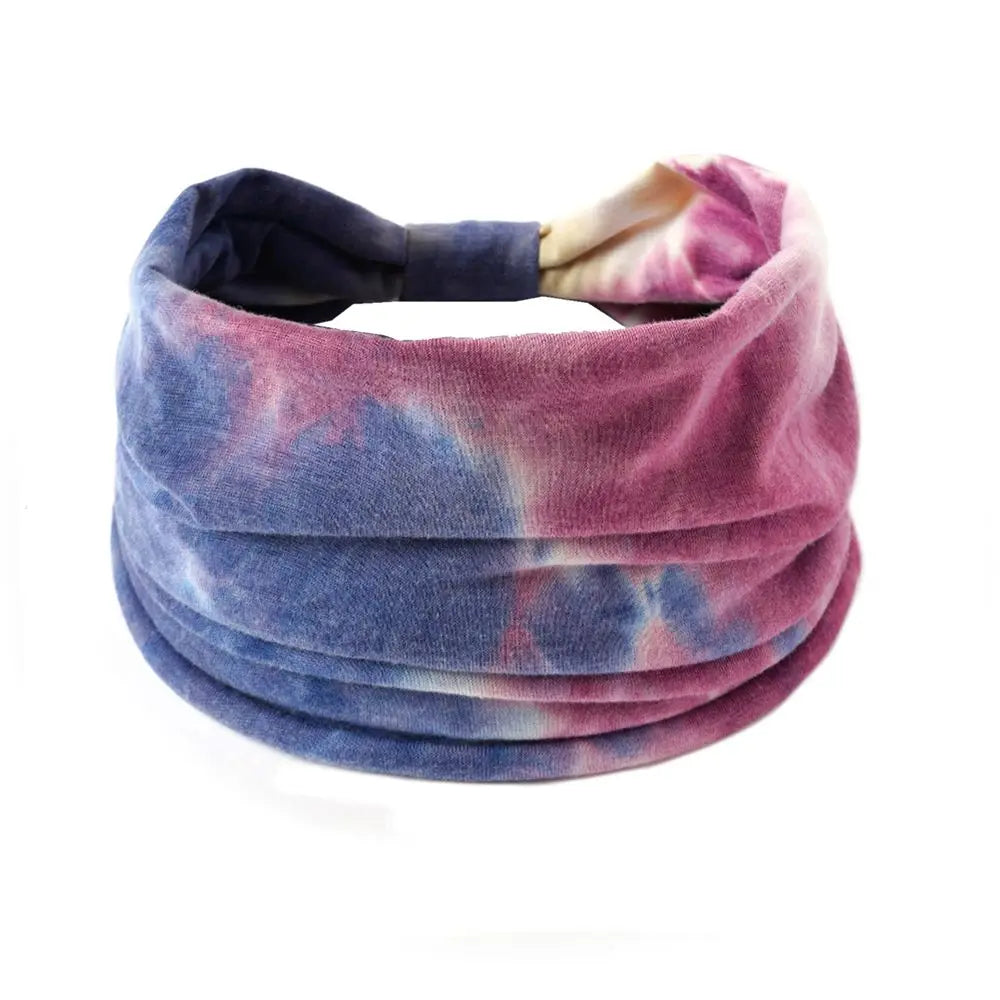 Hair Scarfs Boho for Women Girls Criss Cross Yoga Twist Headbands Sport Head Wraps Tie Dye Turban Wide Knotted Headbands