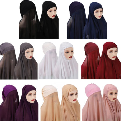 Stylish Muslim Women Bonnet with Rope Shawl Convenient Elastic Underscarf Islam Inner Hijab Cover Headwrap N58F